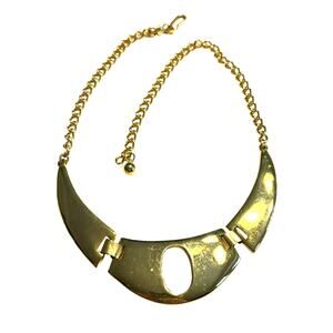 Celebrity brand choker necklace vintage 1980s omega style mod goldtone jewelry